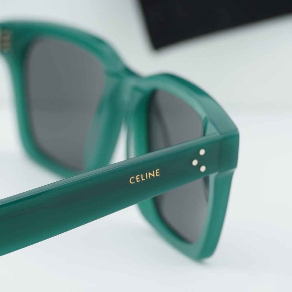 Celine CL40248I 96A Square Sunglasses - Glossy Green/Grey - Picture 9 of 10